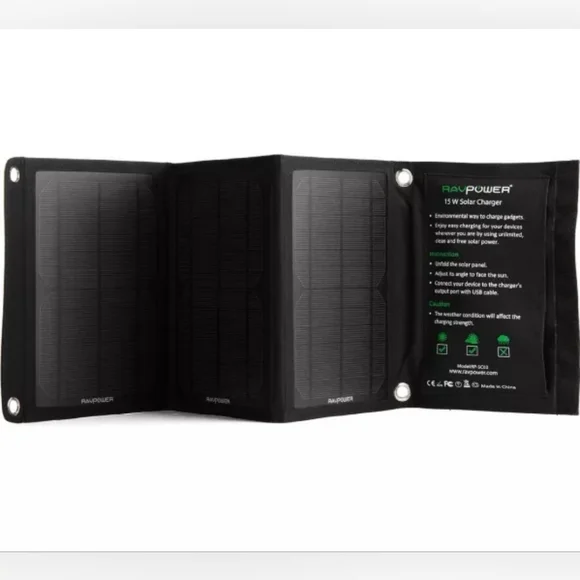 RAVPower 15W Foldable Solar Charger W/Dual USB Port - RP-SC02 - NWT